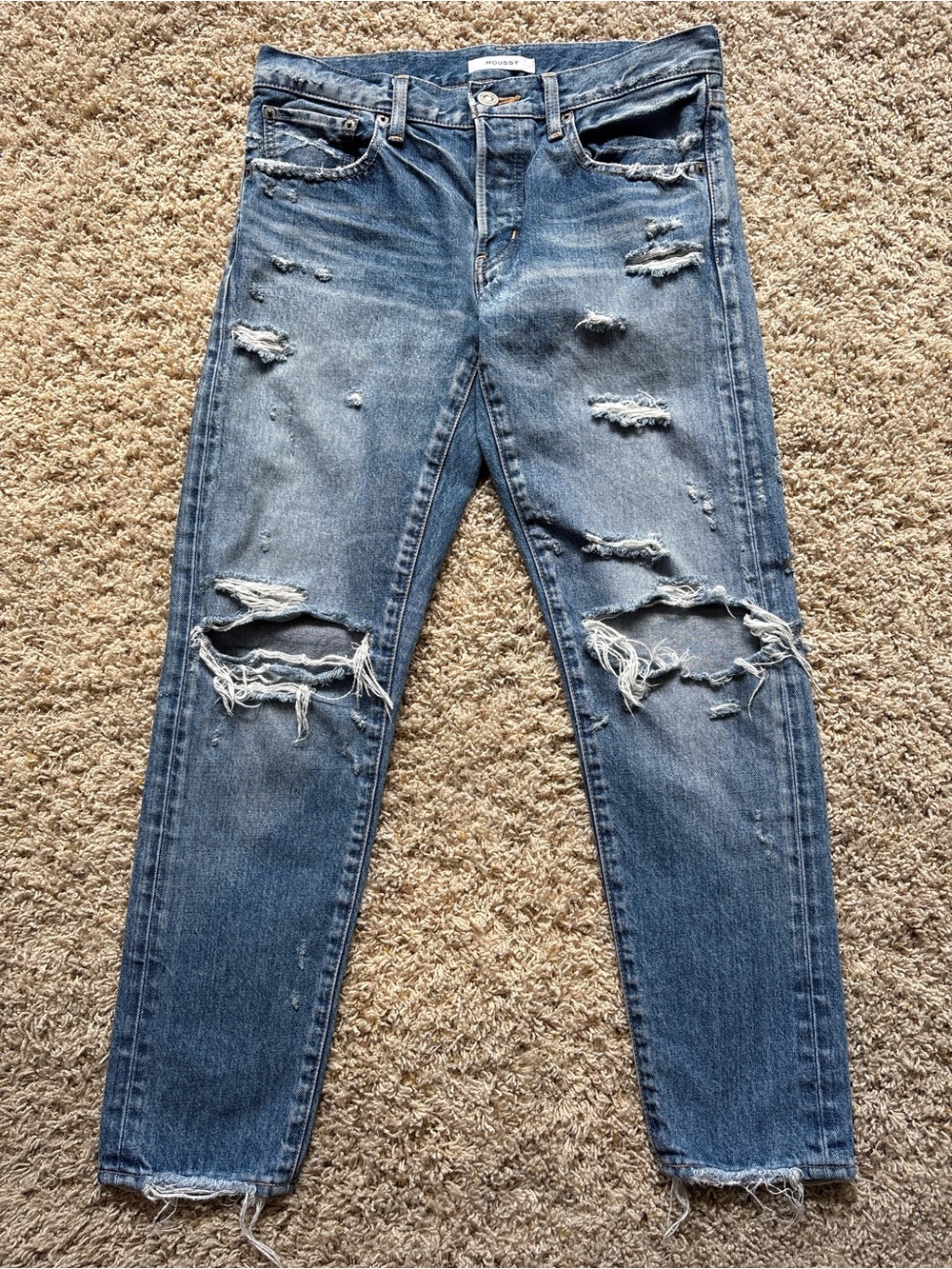 Moussy Distressed Jeans Sz 27 Button Fly